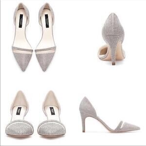 Zara Grey Sparkly Vamp Pump Size 37=6.5 NWT